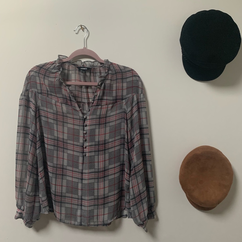 🗝 Sheer Plaid Blouse 🗝